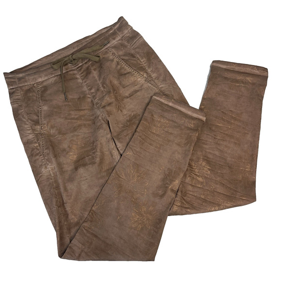 Alembika Pants size 1 (6/8) Brown Shimmery Floral Stretch Artsy Straight Leg - Picture 1 of 9